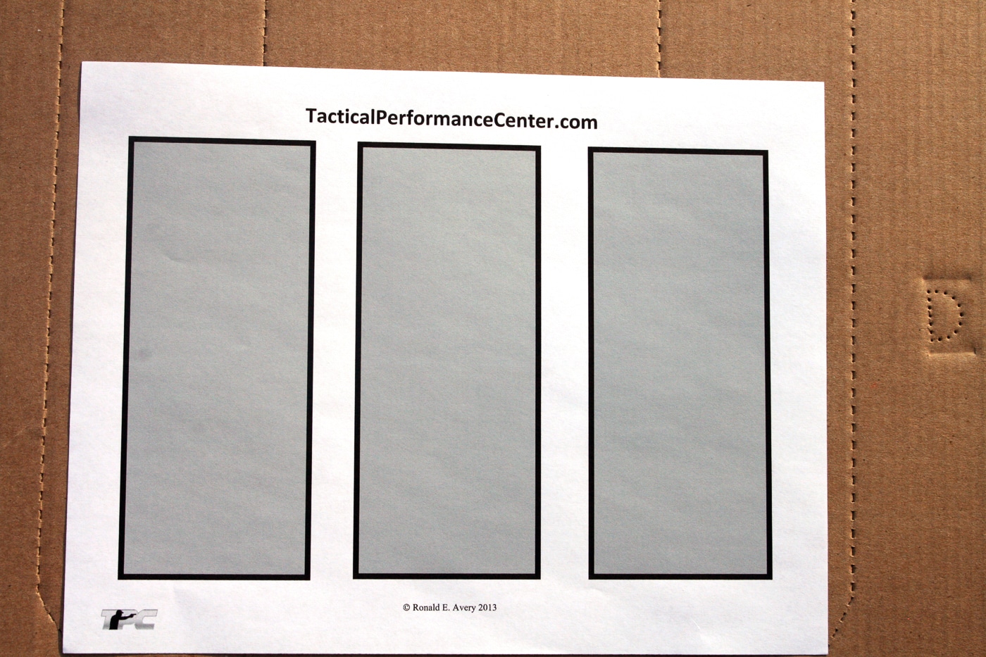 A shooting target displays three vertical rectangular bars arranged side by side on white paper for cadence training. Rhythm drills improve shooting velocity. Trigger bar exercises enhance pistol speed. Count drill practice accelerates shot tempo. Timed shooting sequences build proficiency. Cadence training develops consistent splits. Rapid-fire exercises require deliberate pacing.