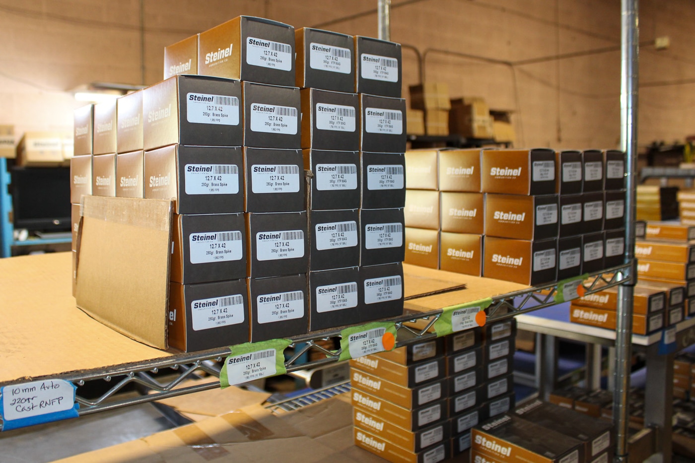 stacks of Steinel 12.7x42 ammunition