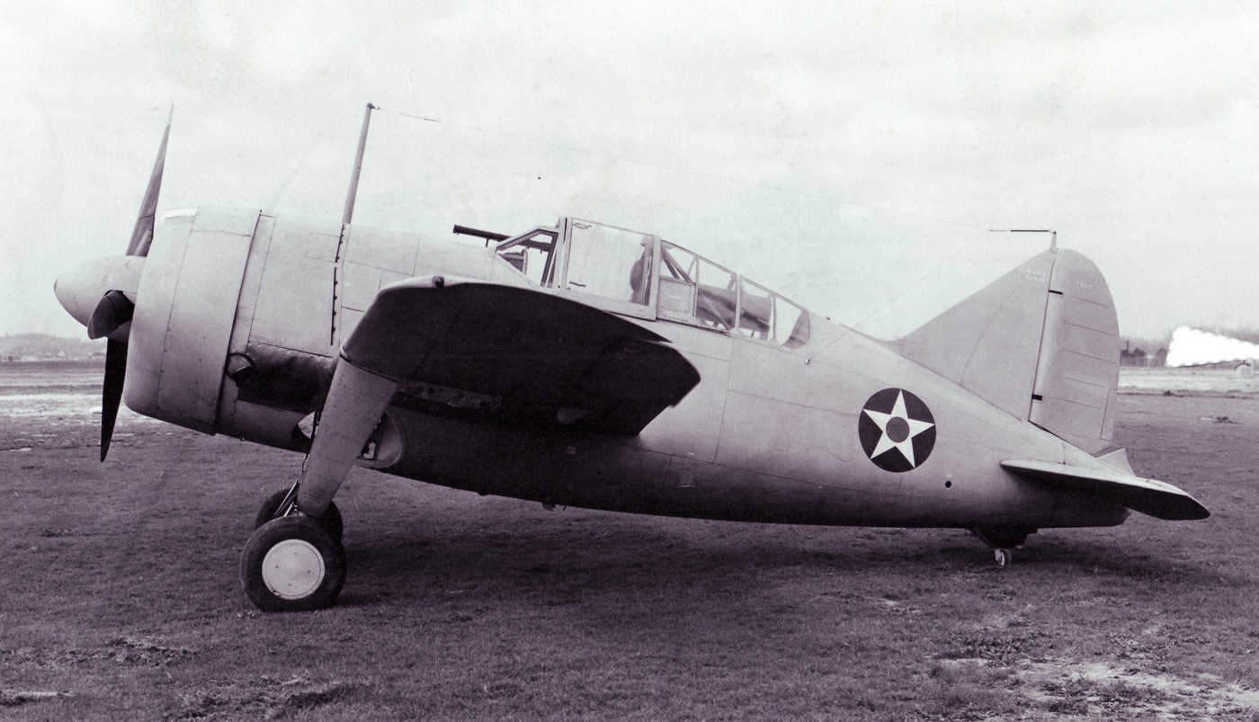 Brewster F2A Buffalo on airfield April 1942
