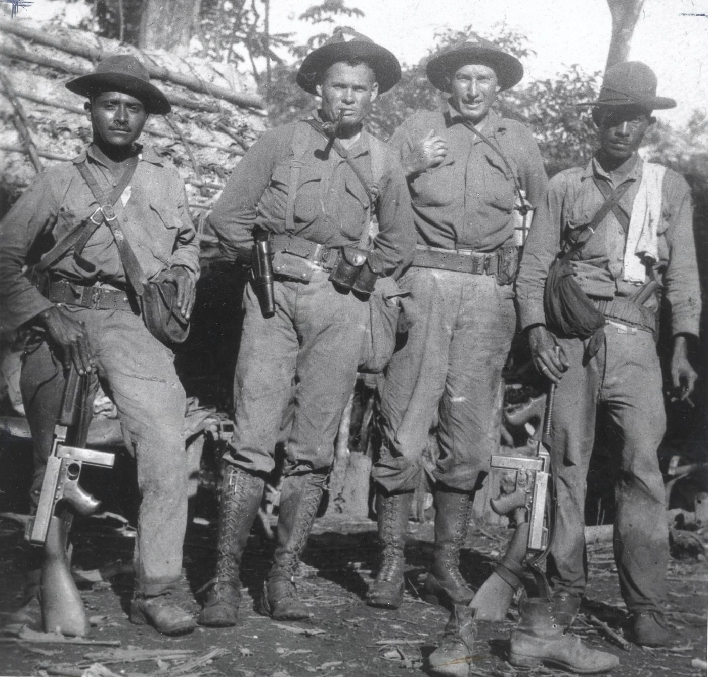 Chesty Puller and William Lee pose with Nicaraguan National Guard soldiers in 1931