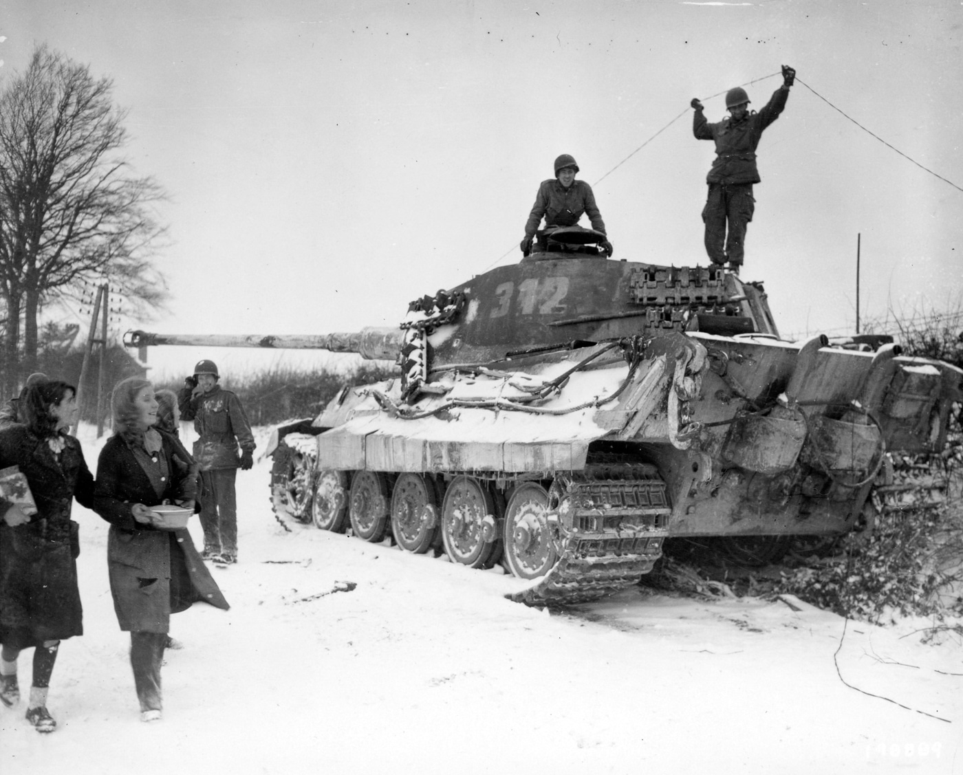 German Tiger II tank knocked out by 82nd Airborne at the Battle of the Bulge in Belgium
