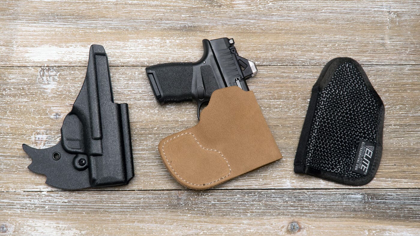 Hellcat 380 with three different pocket carry holsters