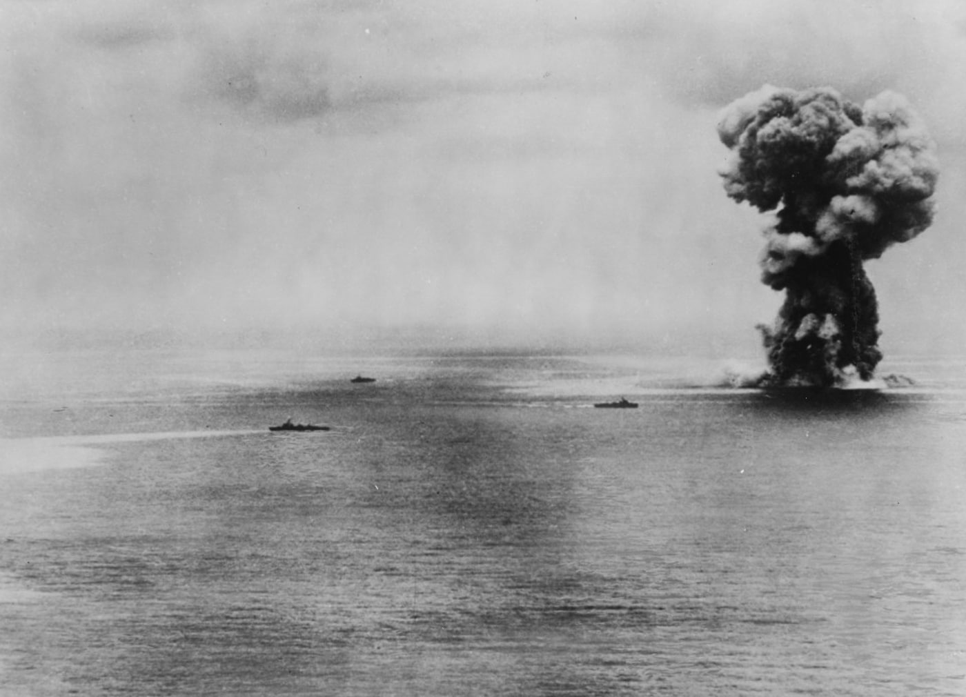 IJN Yamato explodes after being attacked by US Navy plans north of Okinawa