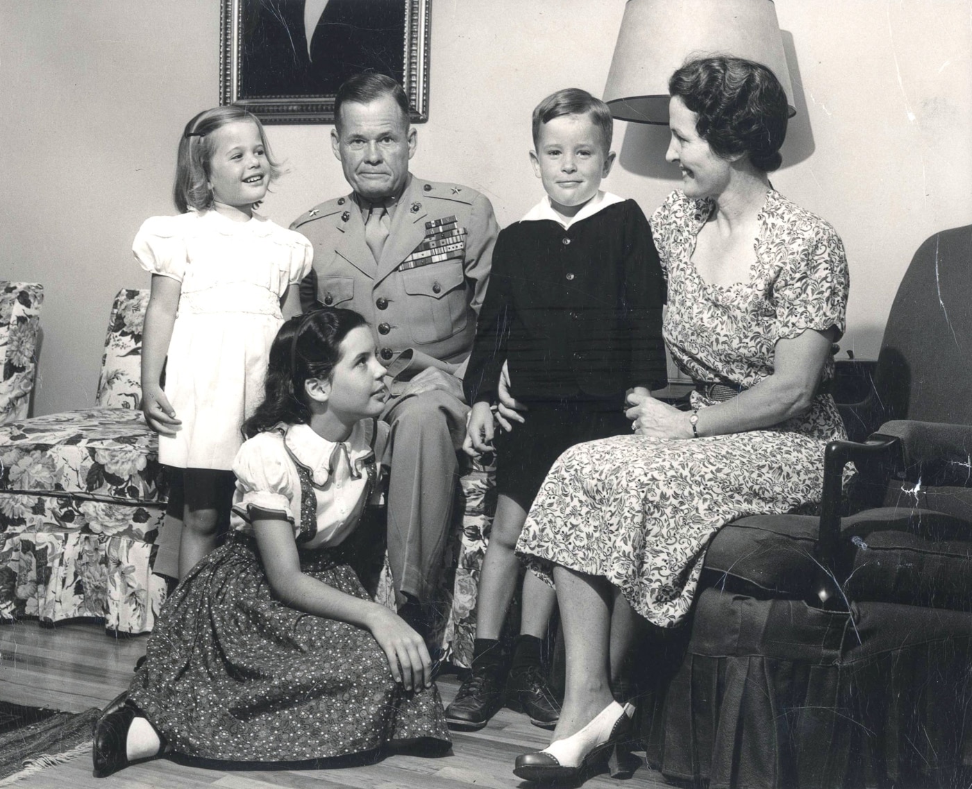Lewis Chesty Puller with family wife and children