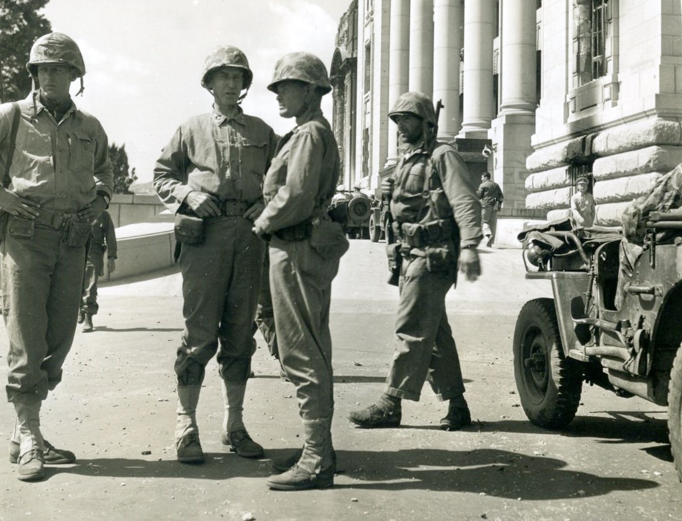 Maj Gen O P Smith and Col Chesty Puller in Seoul Korea