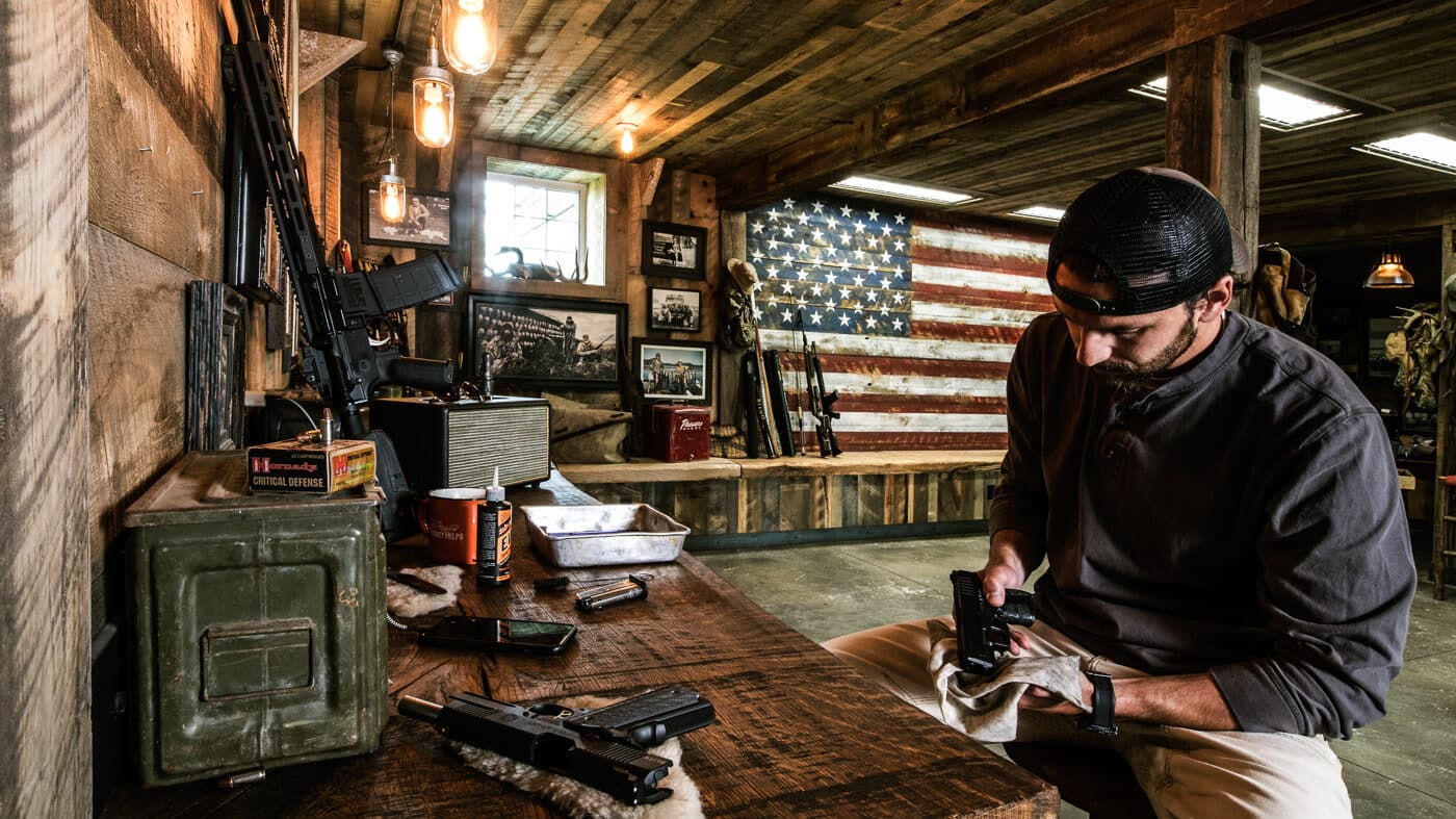 armorer working on XD-S Mod.2 on workbench