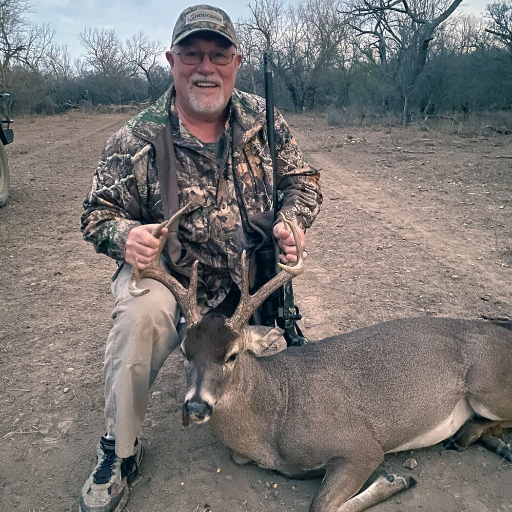 author hunting a deer