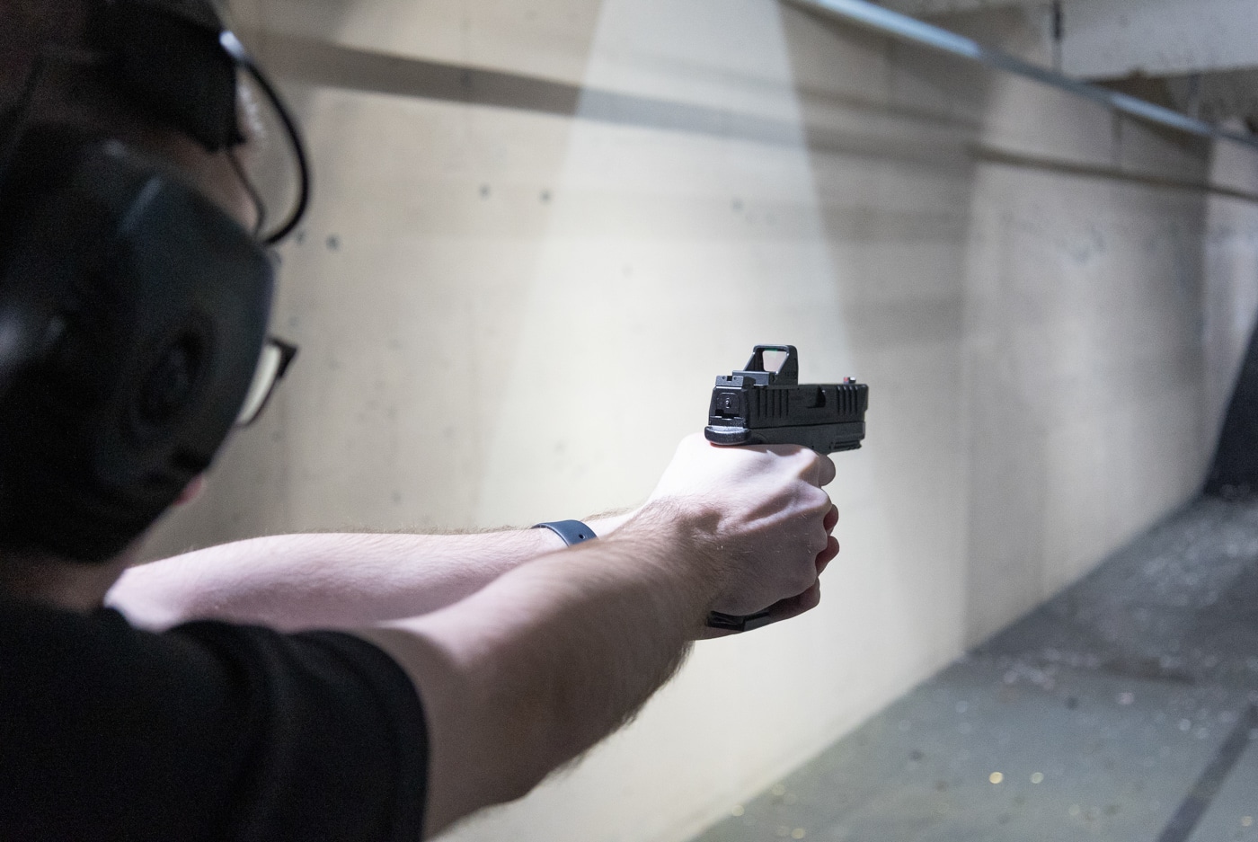 author testing the XD Mod.4 on the shooting range
