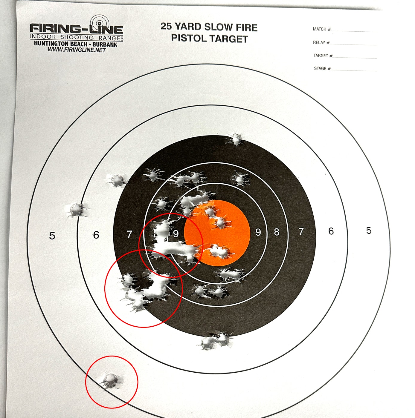 groups of rounds on a paper target
