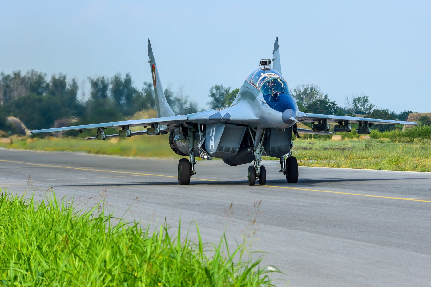 Bulgarian air force MiG-29 taxis on the flightline during Thracian Star 21 at Graf Ignatievo Air Base