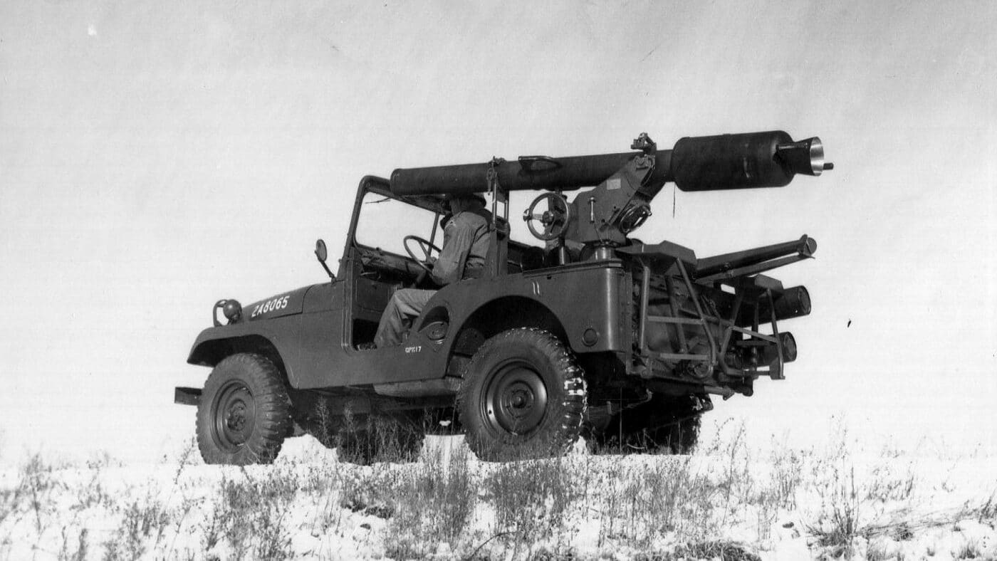 M29 Davy Crockett mounted on a Jeep