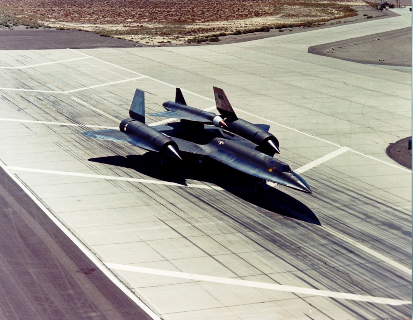 Mother Daughter combination of the Lockheed M-21 and D-21 sitting on the runway prior to a test flight