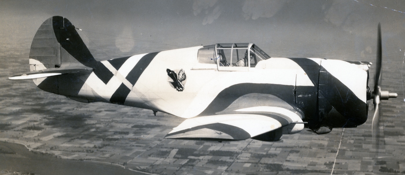 P-36C with the USAAC 27th Pursuit Squadron in flight over Michigan during 1941