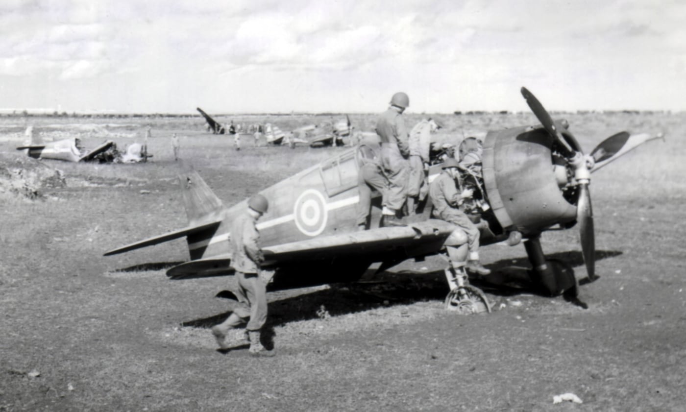 US troops examine a Vichy French Curtiss Hawk 75A-2 captured during November 1942 in Morrocco