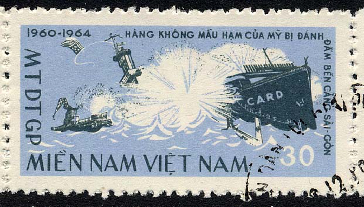Vietnamese postage stamp commemorating the sinking of the USNS Card