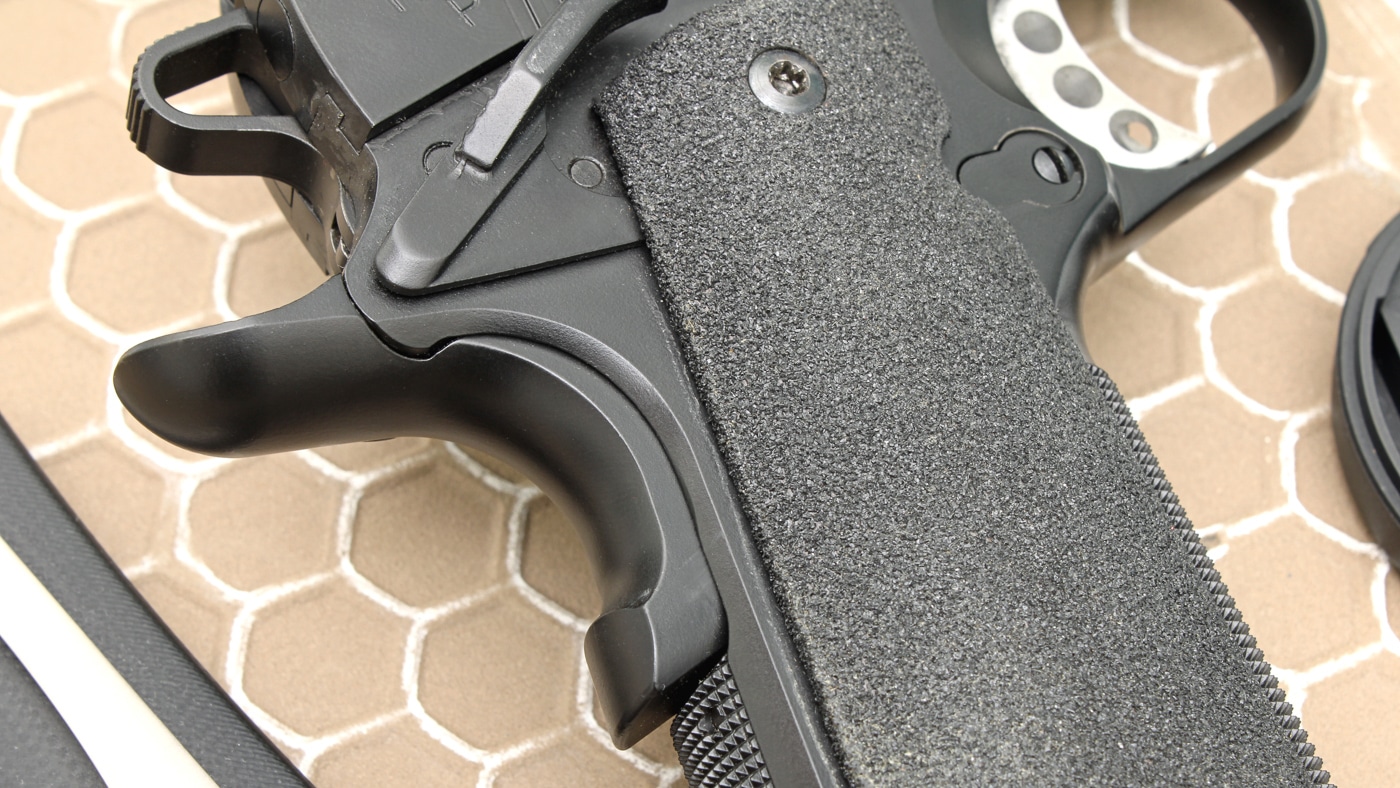 close up of 1911 grip safety