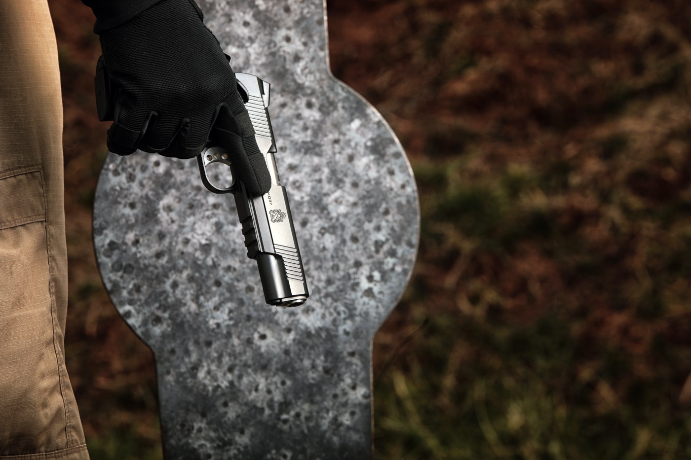 metal target used for training with handguns