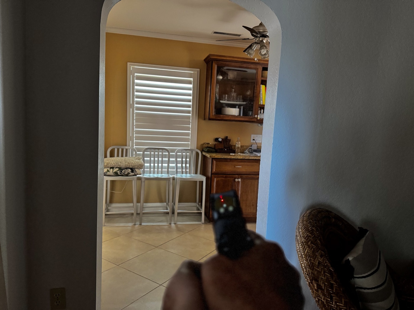 moving from a dark space into a bright space when room clearing