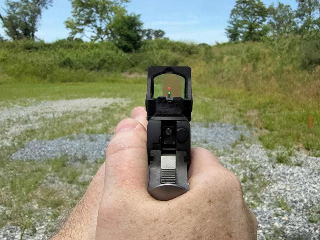 shooting the 1911 Ronin AOS using a red dot sight
