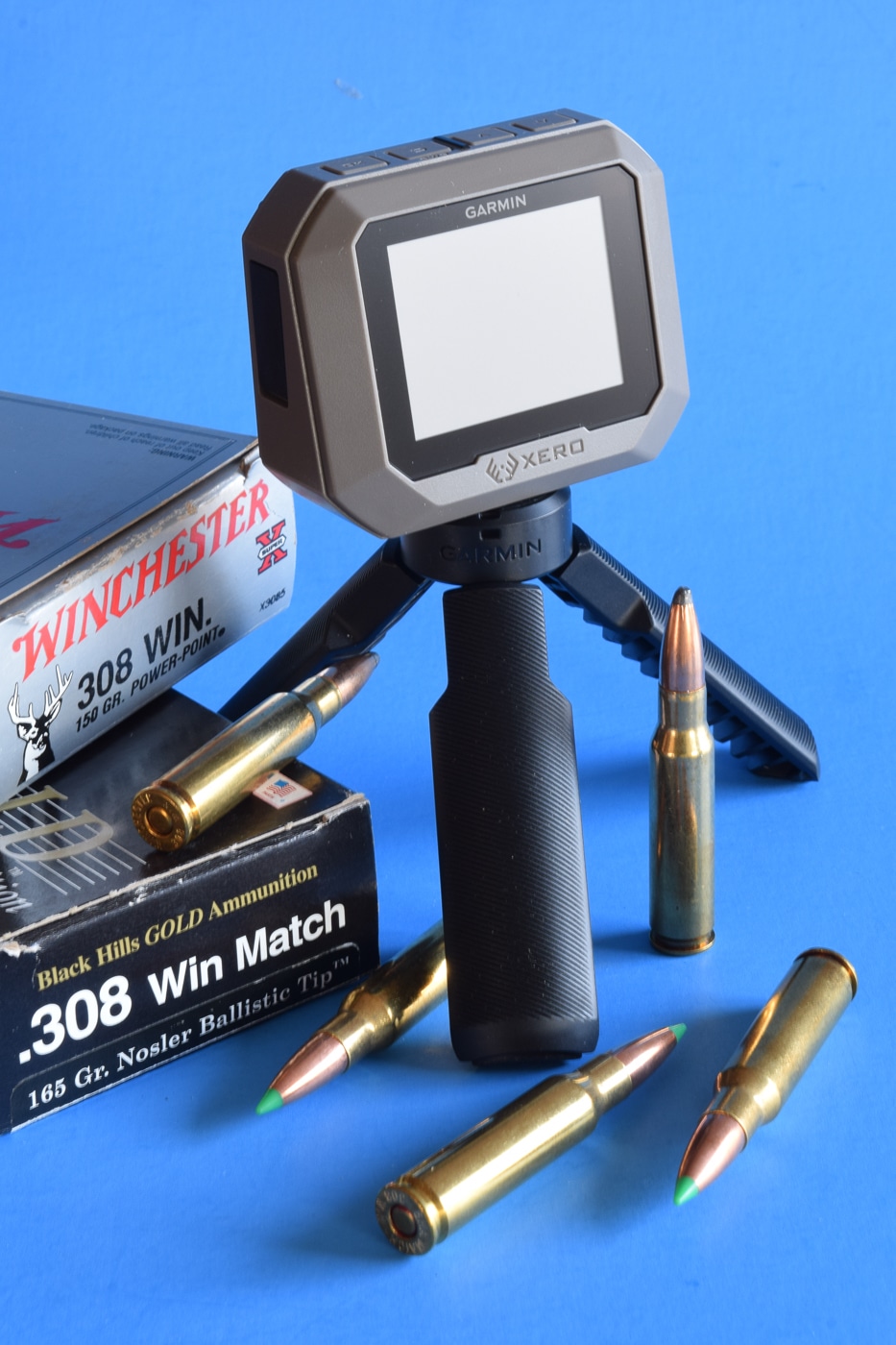 Garmin chronograph and ammunition used in the testing of the Leupold scope