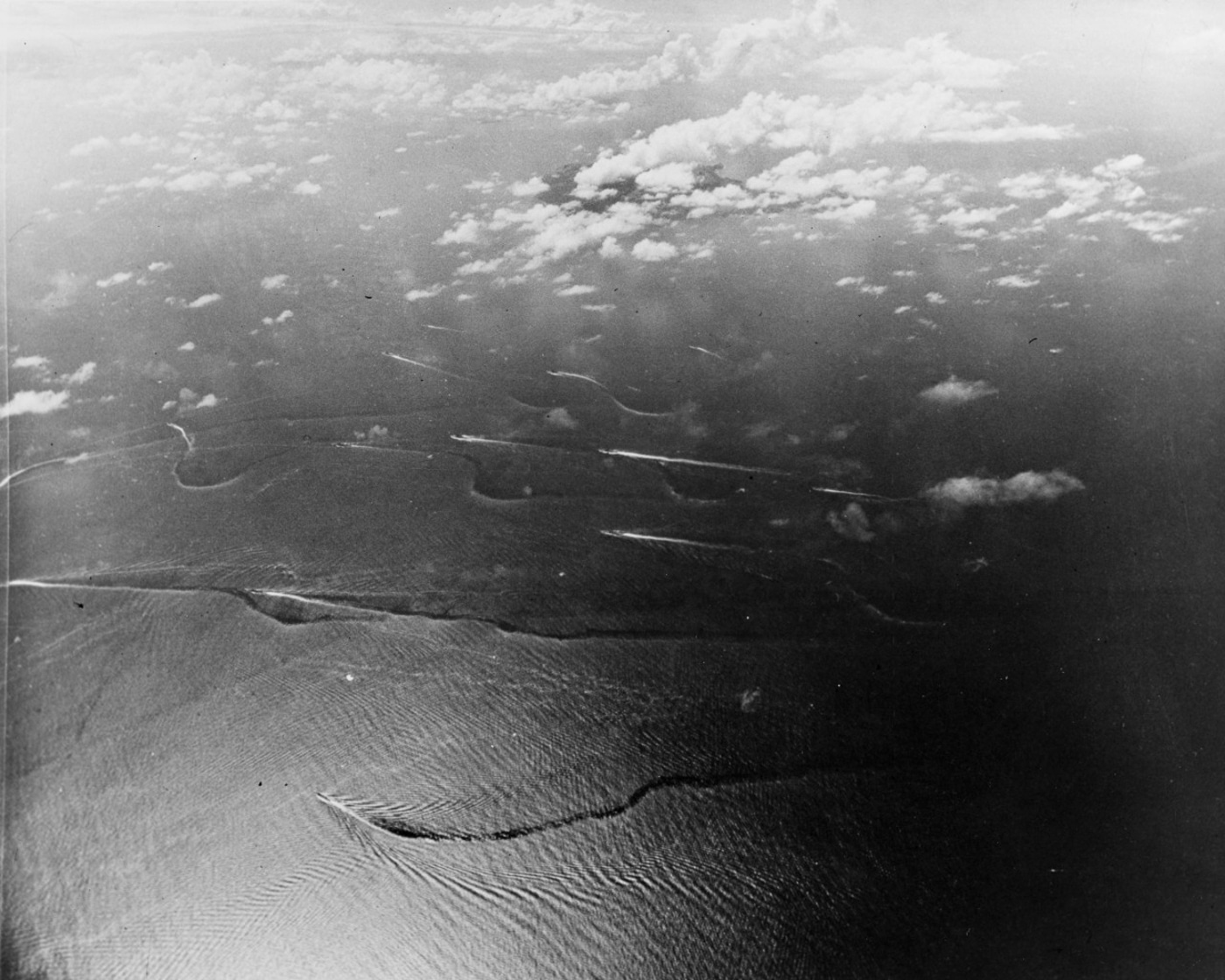 Japanese fleet photographed by plane from USS Intrepid before the Battle of Leyte Gulf