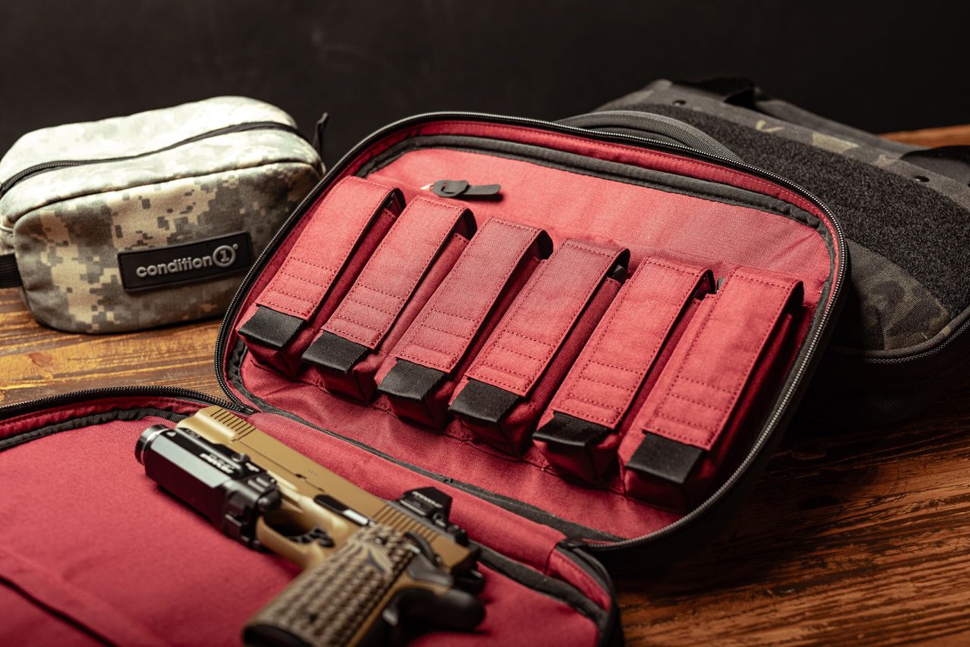 Kinetic 2 pistol bag open to show interior construction