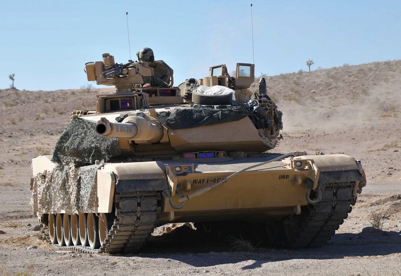 M1 Abrams tank moves into position at National Training Center Fort Irwin