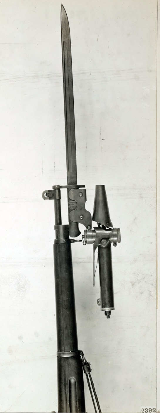 M1917 rifle with vial type flame projector