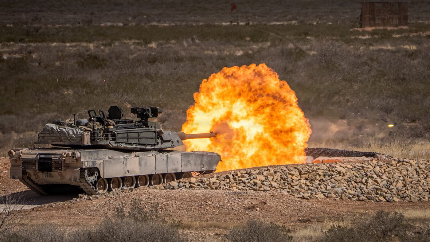 M1A2 SEPv3 firing sabot round at McGregor Range Complex New Mexico