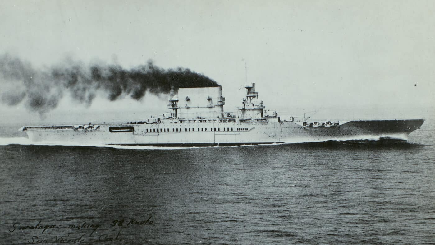 USS Saratoga CV-3 underway at sea in 1928
