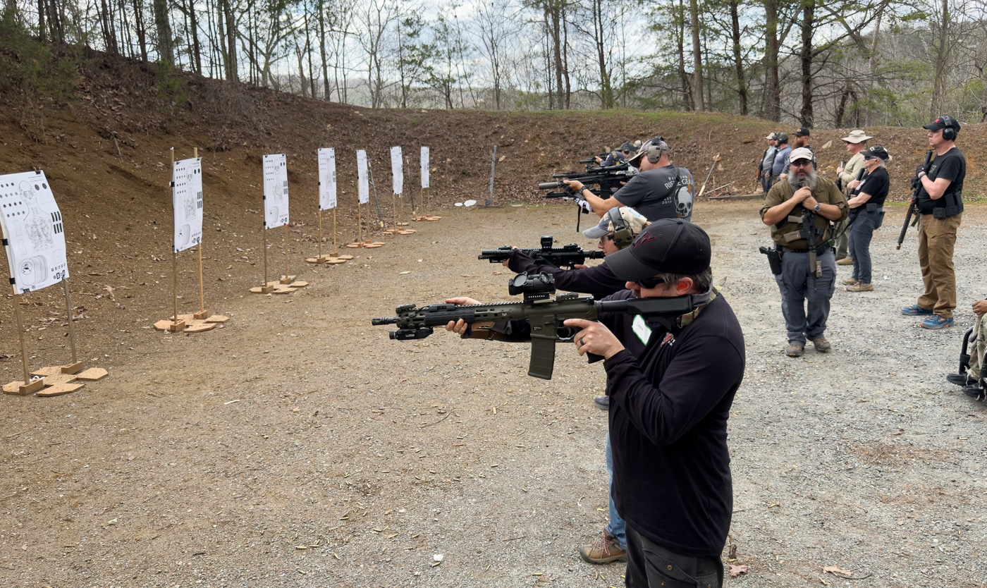 students on firing line during AR-15 rifle training