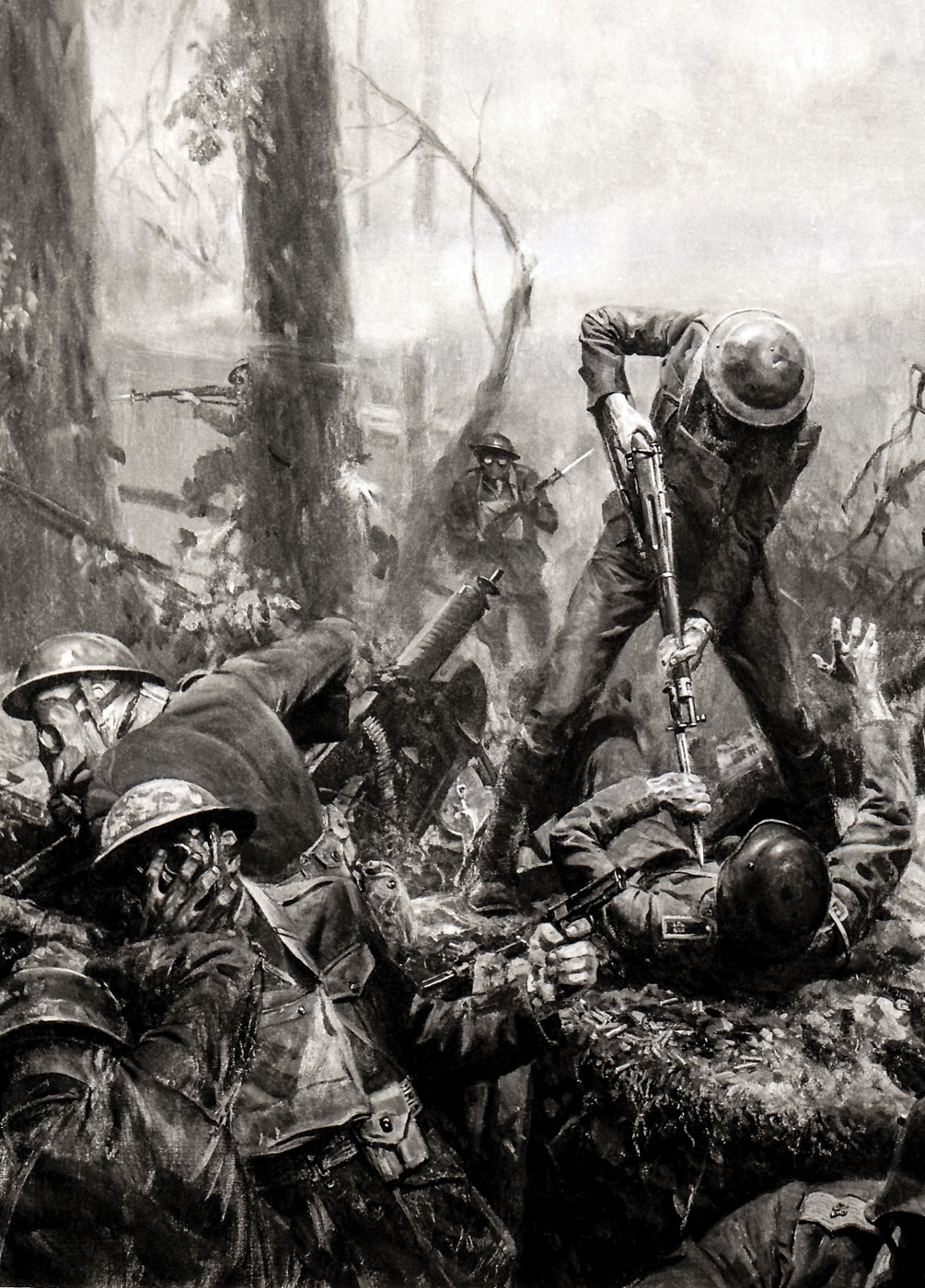 Charles H. Waterhouse painting illustrates the brutal efficiency of the U.S. Marines during the Battle of Belleau Wood