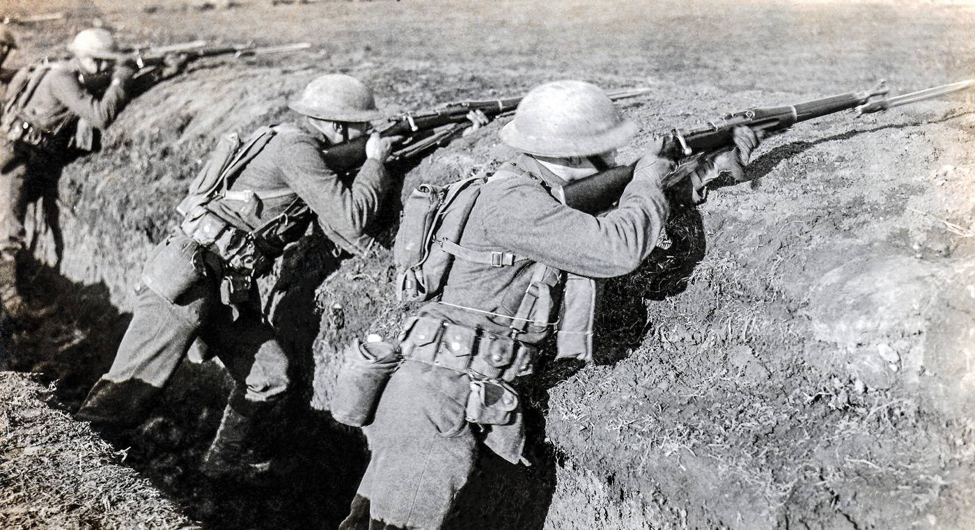 Marines armed with M1903 Springfield rifles in Brouvannes France