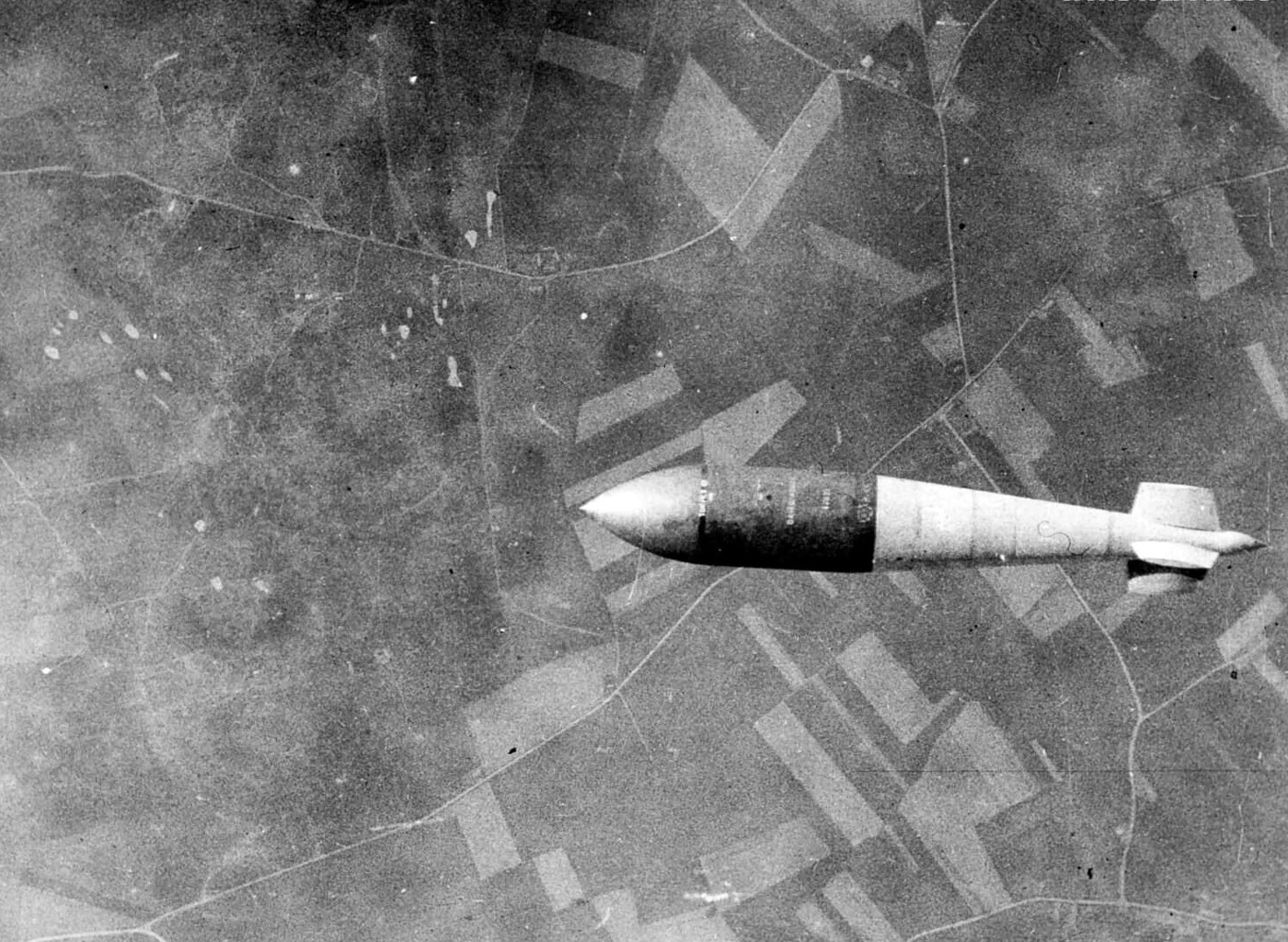 RAF Lancaster drops Tallboy bomb in June 1944