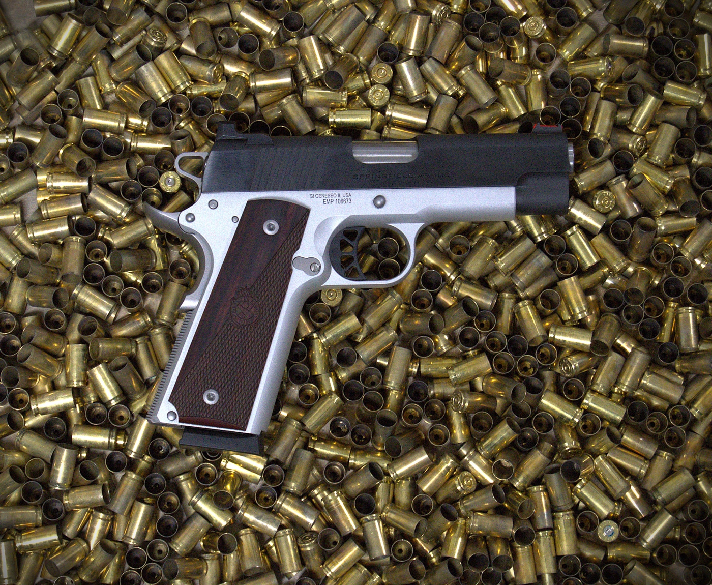 Ronin EMP displayed on fired brass