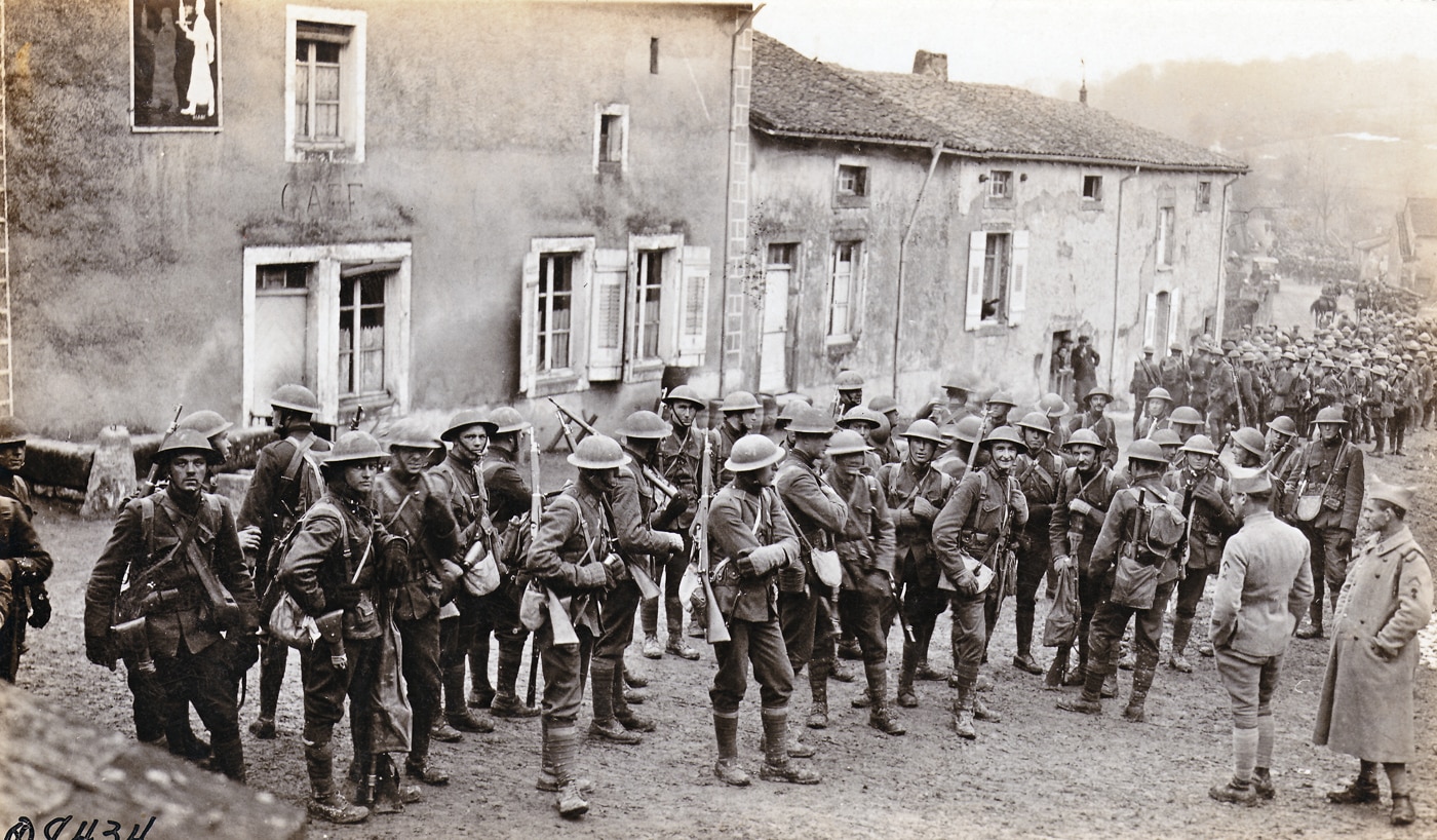 US Marines are shown here in early 1918 in Saint-Ouen-lès-Parey France
