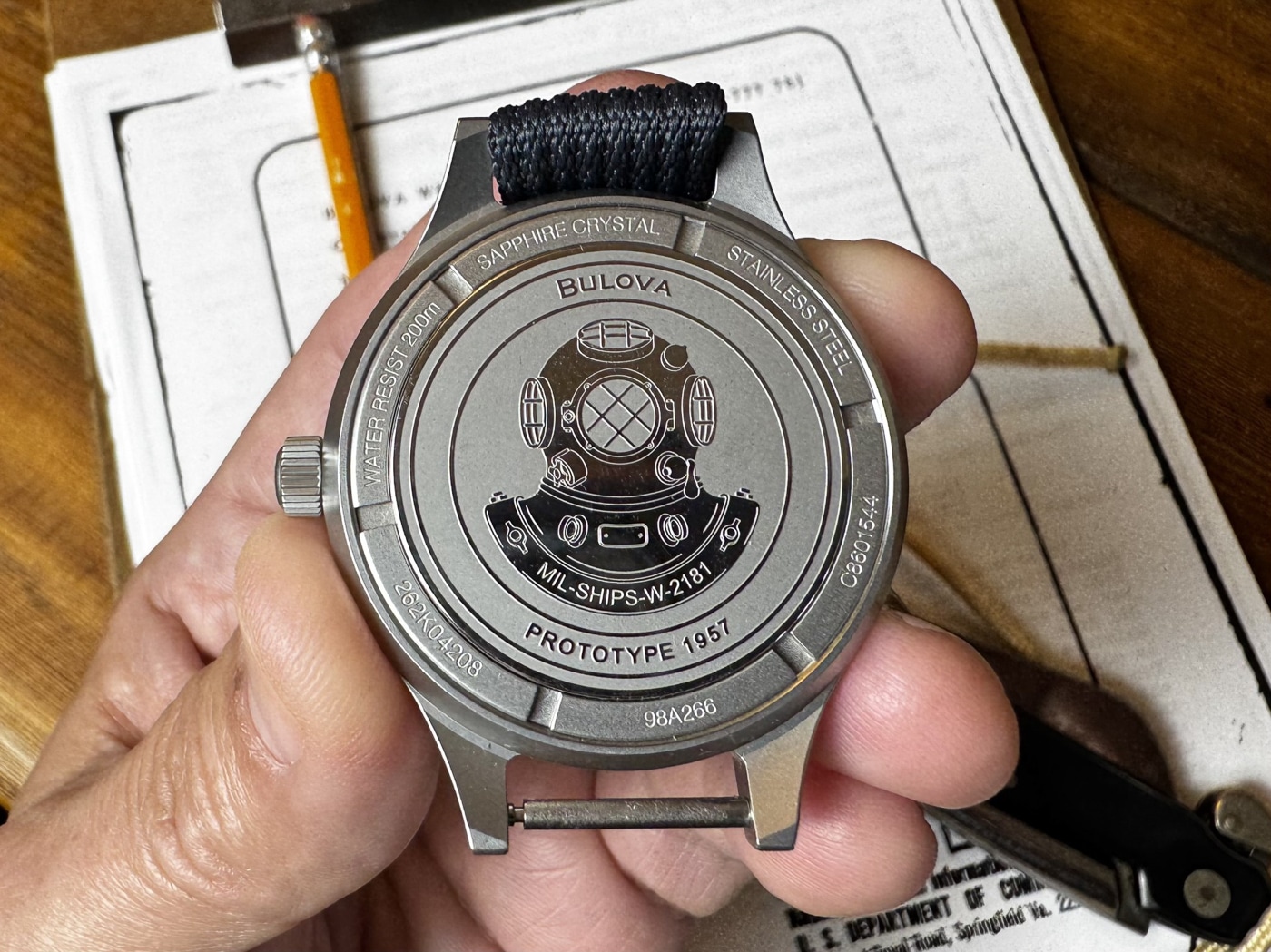 back of Bulova MIL-SHIPS-W-2181 watch