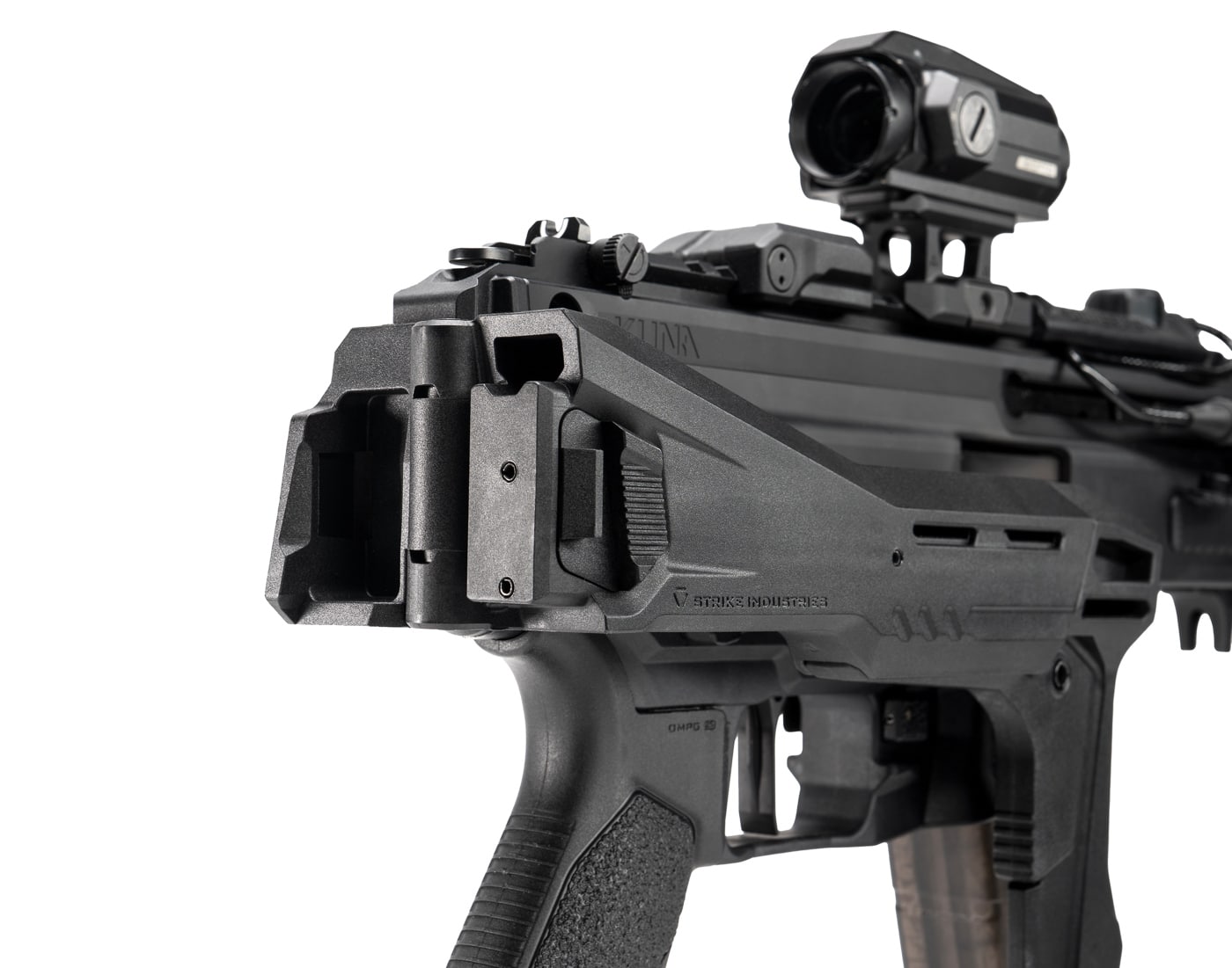 close up of the hinge for the folding arm brace