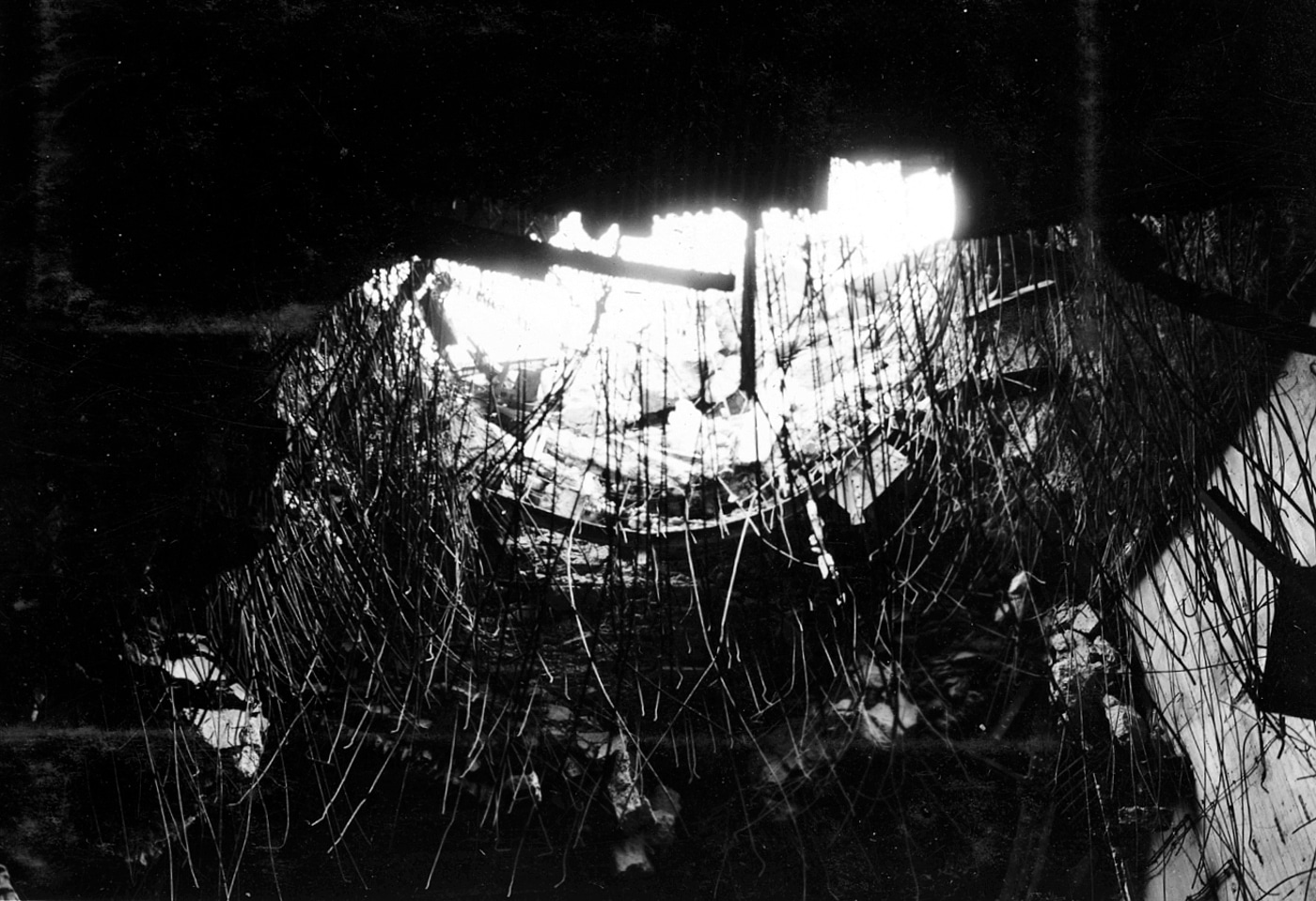 damage from Tallboy bomb at Brest France sub pen