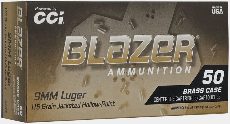 Blazer Brass HP 9mm Luger 115 Gr. Jacketed Hollow Point