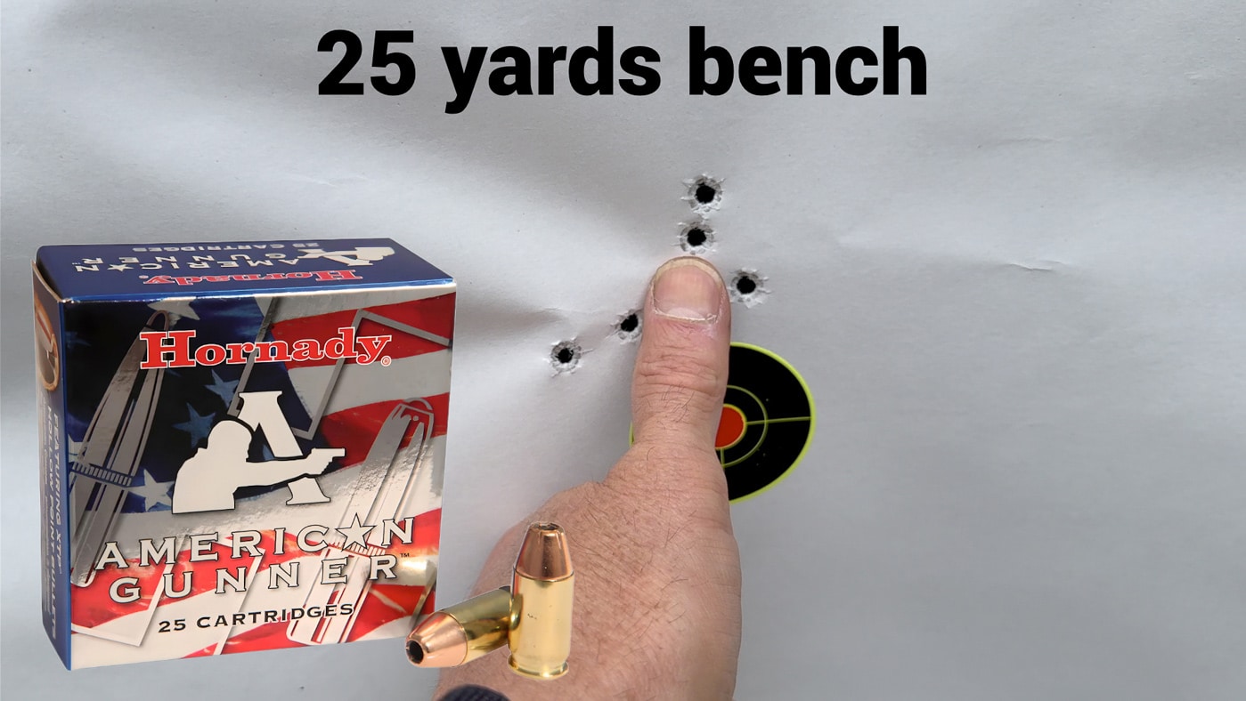 shot grouping on paper from 25 yards