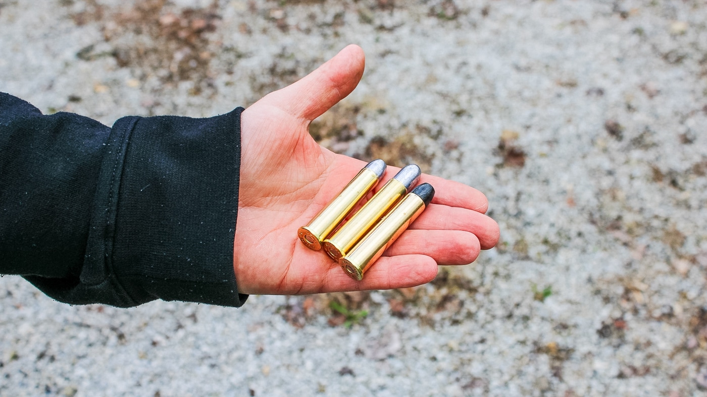 three different ammunition loads for the trapdoor rifle