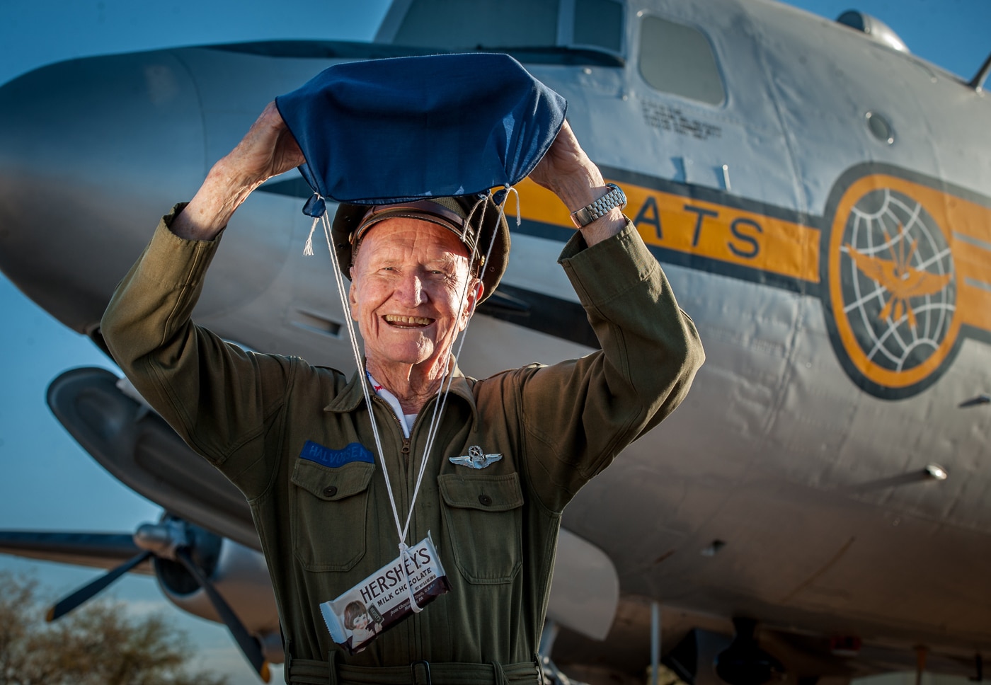 Lt Gail Halverson with a C-54 Skymaster at Pima AIr and Space Museum