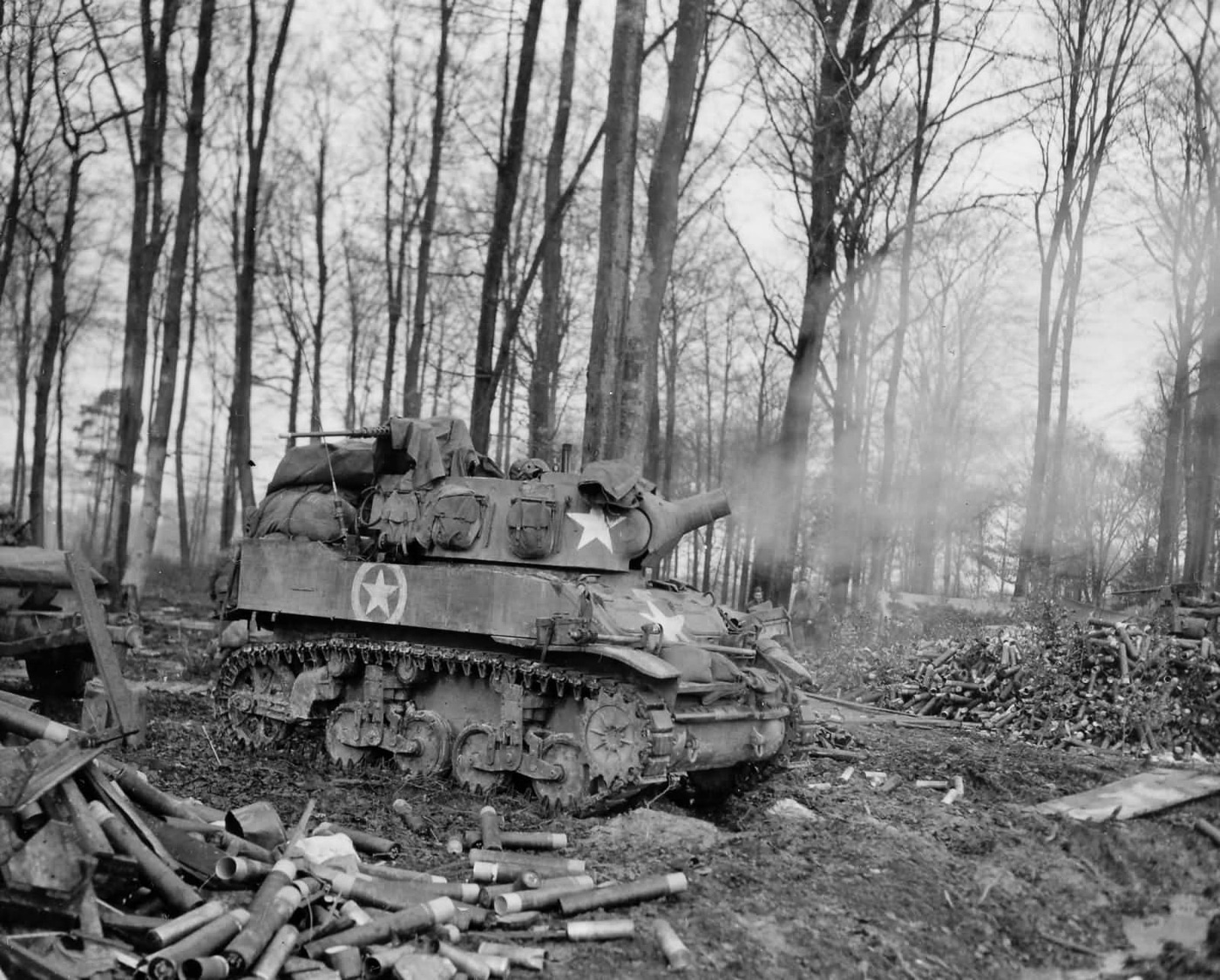 M8 Motor Gun Carriage of the 106th Cavalry Group in Karlsbrunn Germany