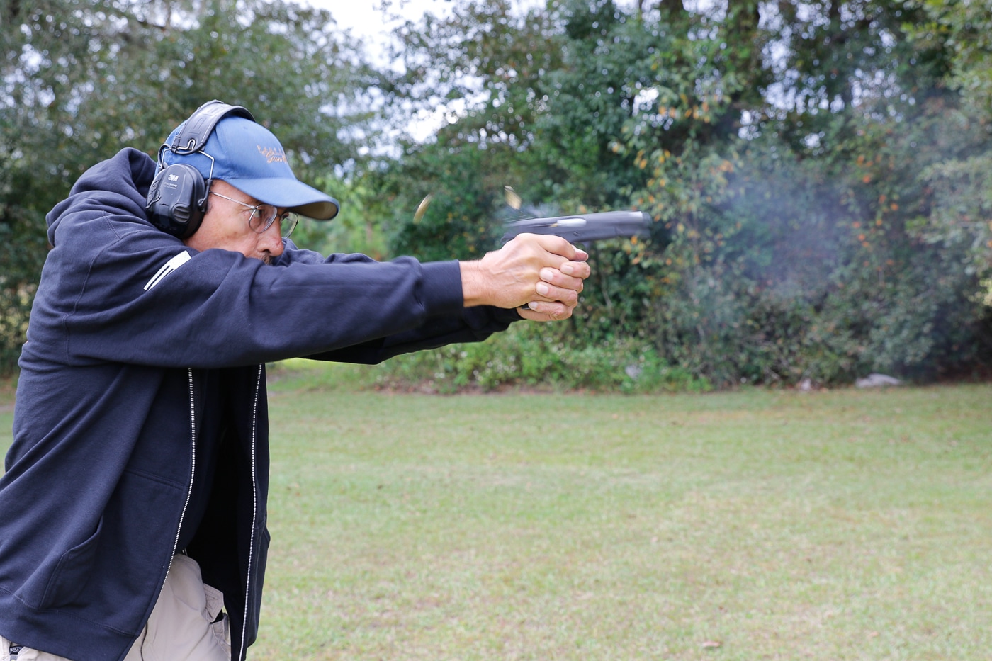 Massad Ayoob rapidly fire the SA-35 on the shooting range