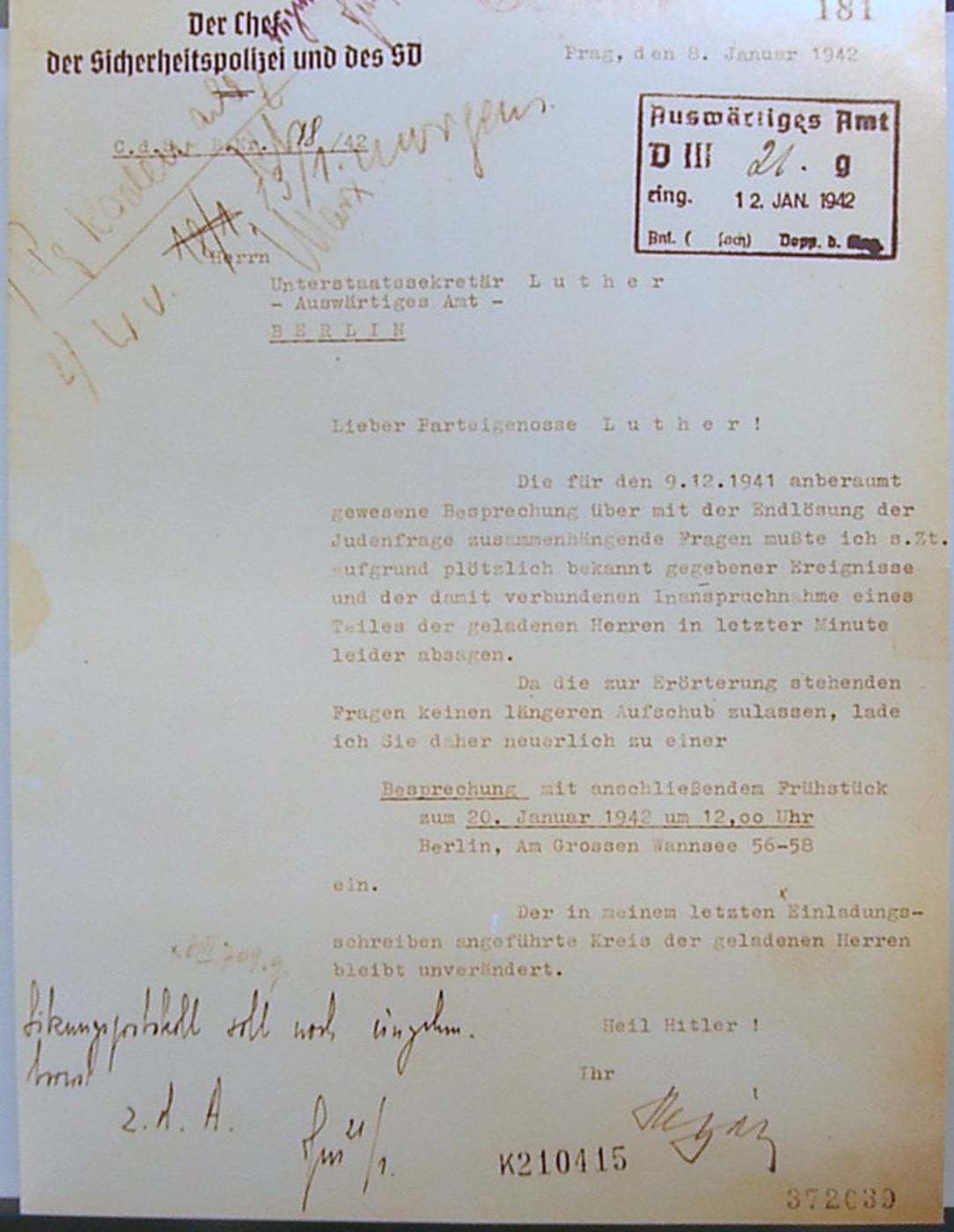 Wannsee Conference Invitation