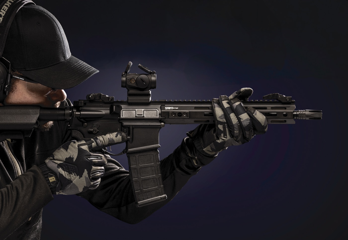 author shooting a Springfield SAINT SBR during ammo testing