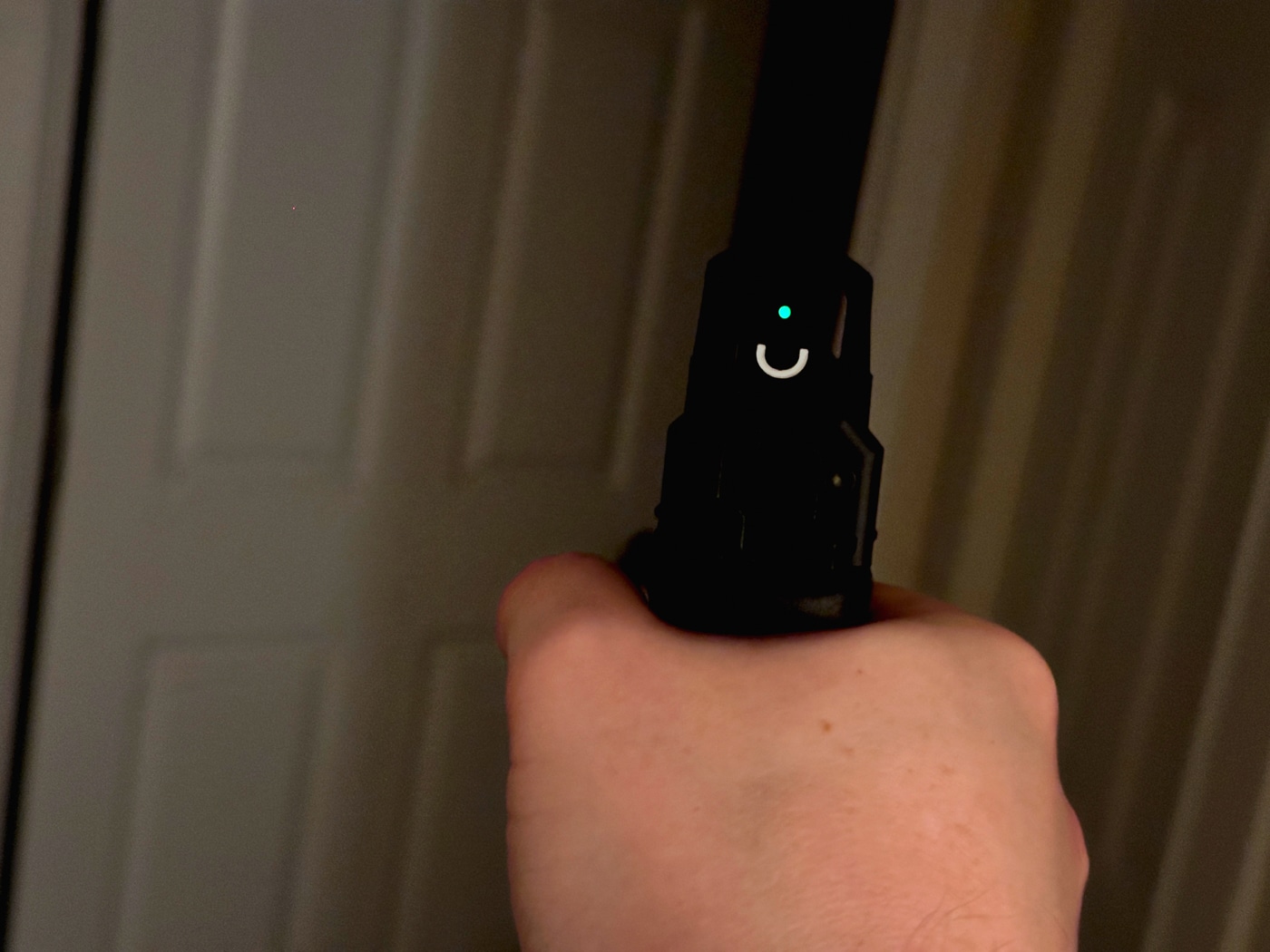 demonstrating green dot sight in low light conditions