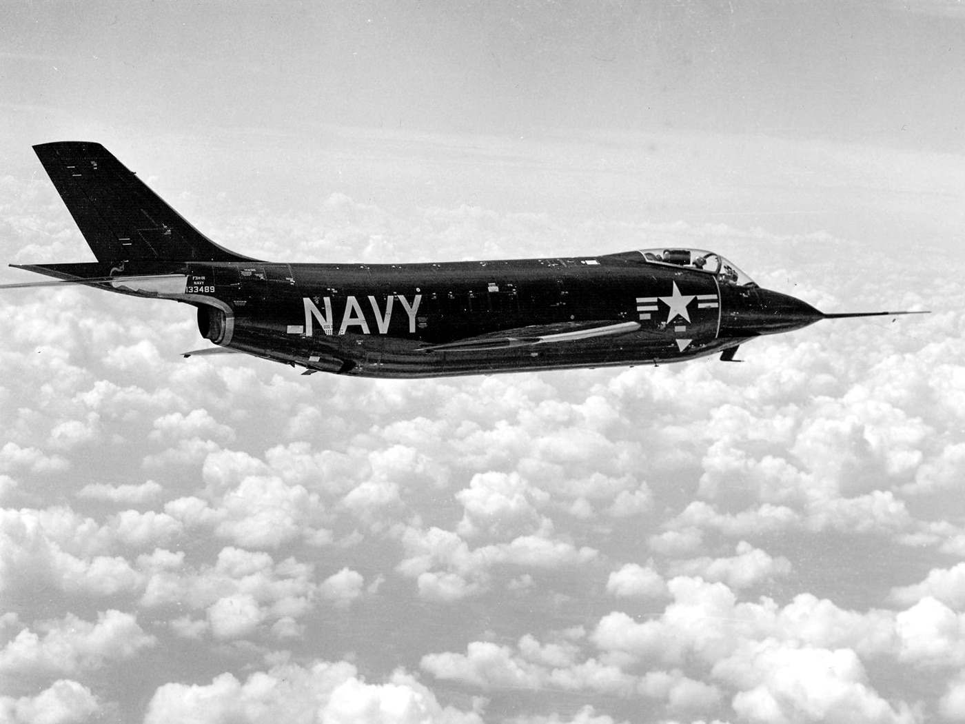 first McDonnell F3H-1N Demon in flight