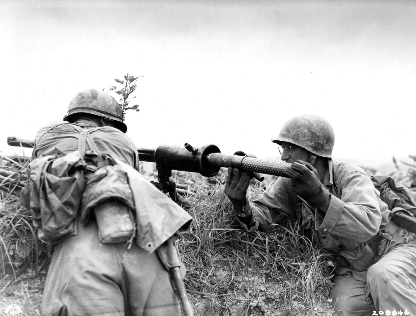 M18 recoilless rifle in action against a Japanese pillbox on Okinawa